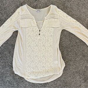 Lucky Brand Cream Lace Detail Women's Top